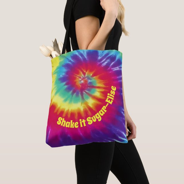 Customisable Tie Dye Tote with Your 2 Text Bag (Close Up)
