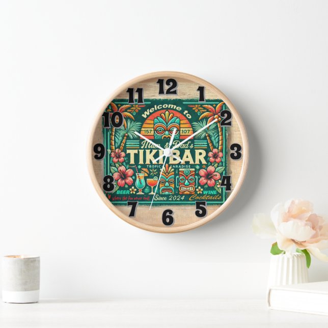 Customisable Tiki Bar Wall Clock  (Home)