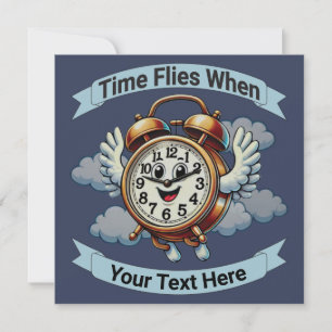 Customisable "Time Flies When" Flying Clock Invitation