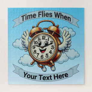 Customisable "Time Flies When" Flying Clock Jigsaw Puzzle