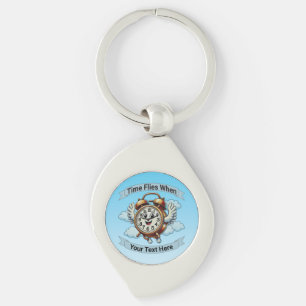 Customisable "Time Flies When" Flying Clock Key Ring