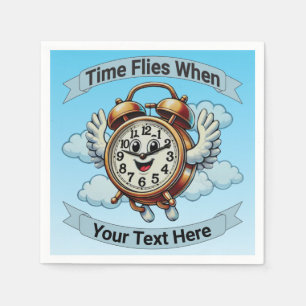 Customisable "Time Flies When" Flying Clock Napkin