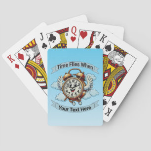 Customisable "Time Flies When" Flying Clock Playing Cards