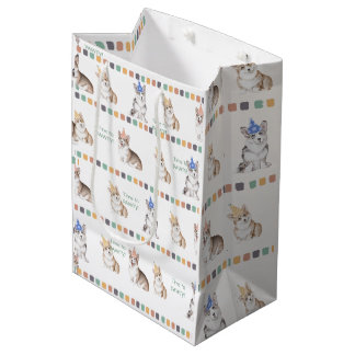 Customisable Time to PAWTY Corgi Wrapping Paper Medium Gift Bag