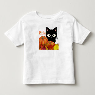 Customisable Toddler Halloween Black Cat T-Shirt