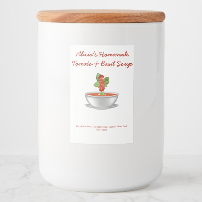 Customisable Tomato & Basil Soup Food Label (Front)