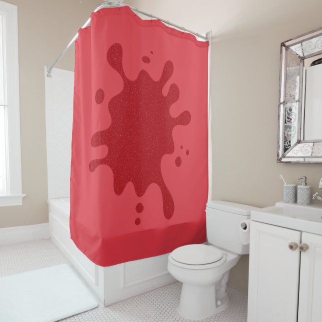 Customisable Tomato Red Splash Shower Curtain (In Situ)
