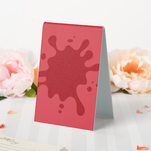 Customisable Tomato Red Splash Table Tent Sign (In SItu (Wedding))