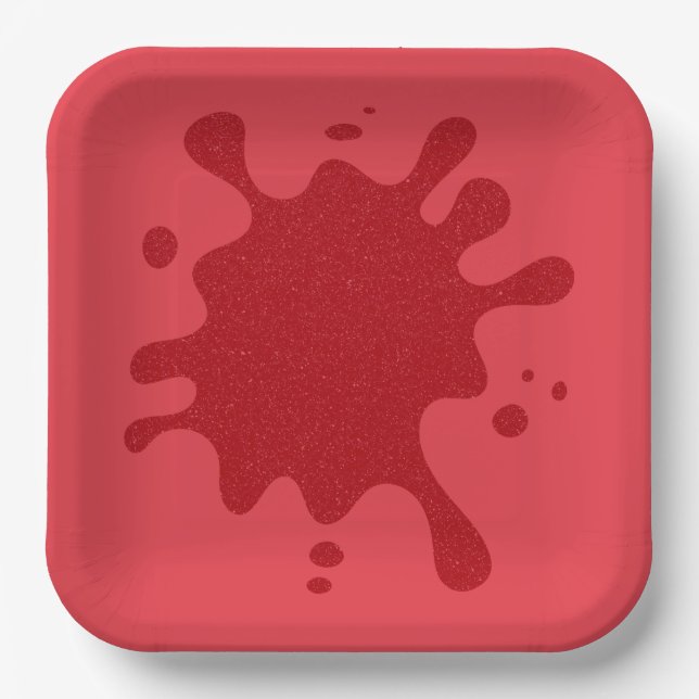 Customisable Tomato Red Splatter Paper Plate (Front)