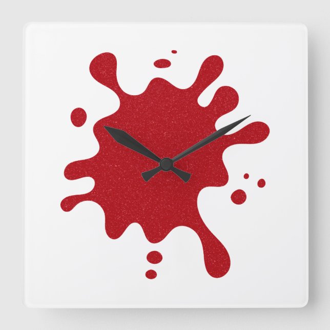 Customisable Tomato Red Splatter Wall Clock (Front)