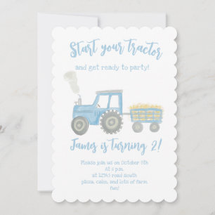 Customisable Tractor Birthday Invitation