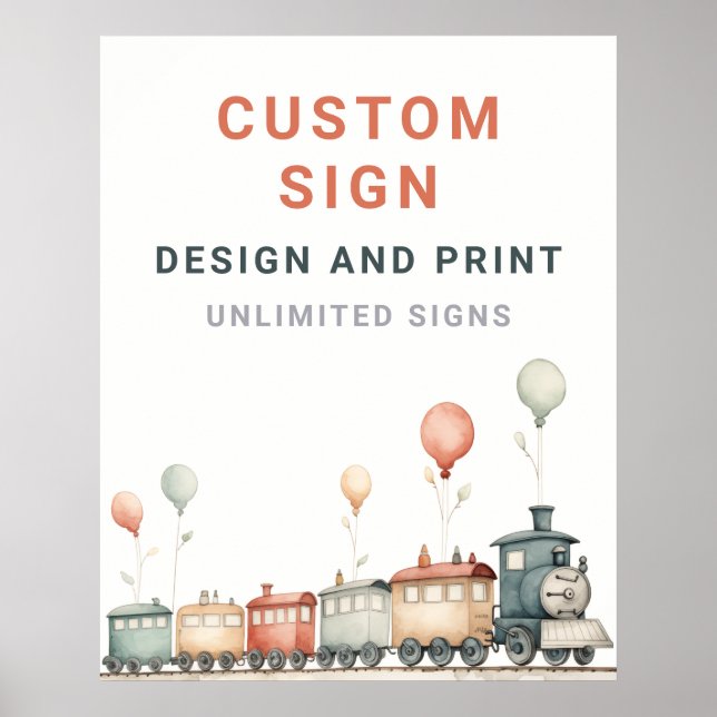 Customisable Train Birthday Custom Sign Board (Front)