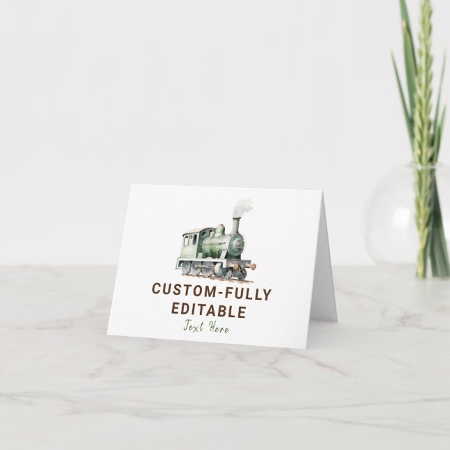 Customisable Train Birthday Folded Food Tent Card (Front)