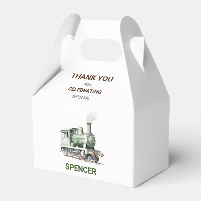 Customisable Train-Themed Gable Gift Box/Favour Bo Favour Box (Front Side)