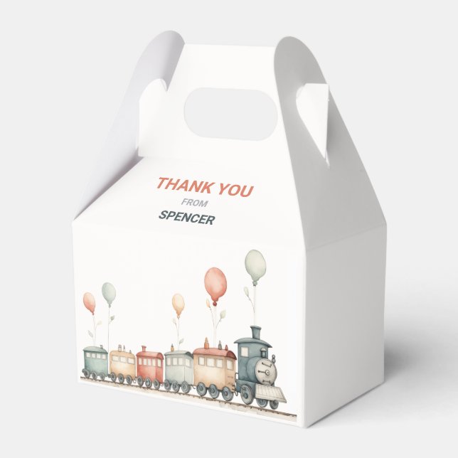Customisable Train-Themed Gable Gift Box/Favour Bo Favour Box (Front Side)