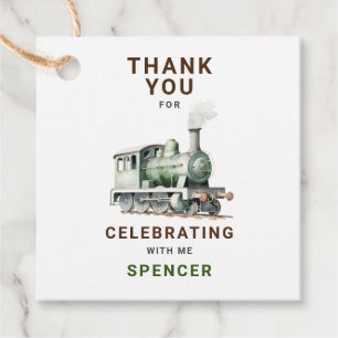 Customisable Train-Themed Squared Thank You Tag