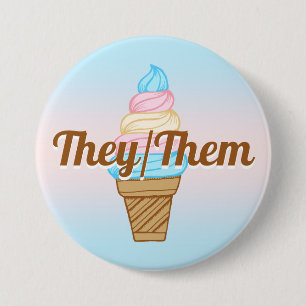 Customisable Transgender Pride Ice Cream Pronouns 7.5 Cm Round Badge