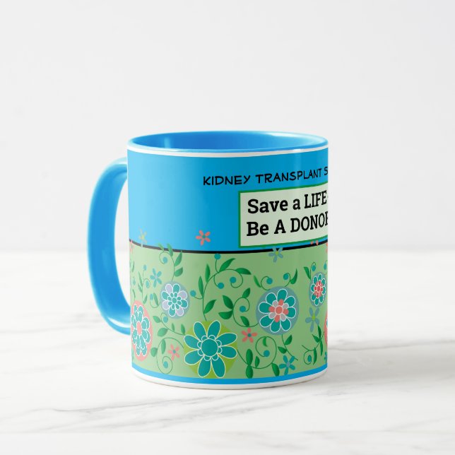 Customisable Transplant Donation Floral Coffee  Mug (Front Left)