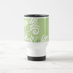 Customisable travel comuter thermo mug green leaf