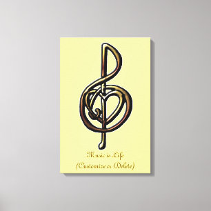 Customisable Treble Clef Heart Canvas Print