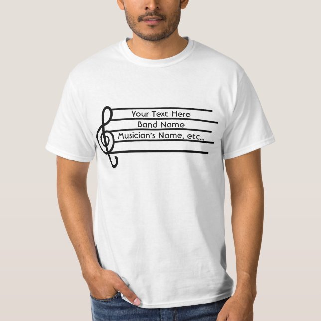 Customisable treble clef  musician value tee (Front)