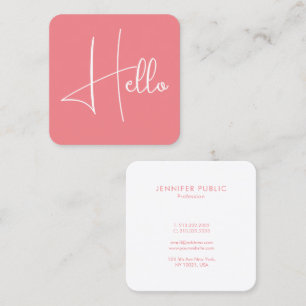 Customisable Trendy Elegant Modern Template Hello Square Business Card