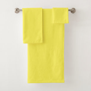 Customisable Trendy Elegant Solid Colour Yellow Bath Towel Set