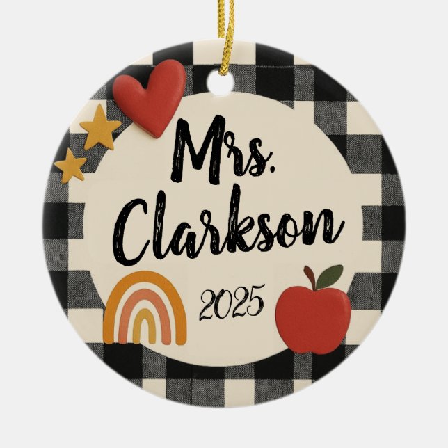 Customisable Trendy Teacher Ornament (Front)