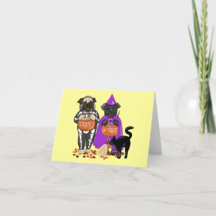Customisable Trick or Treat Halloween Pugs Cards