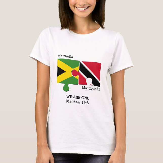 Customisable TRINIDAD JAMAICA Couples T-Shirt (Front)