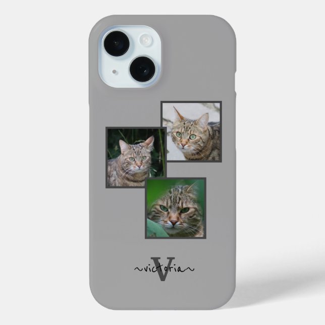 Customisable Triple Pet Portrait Phone Case (Back)