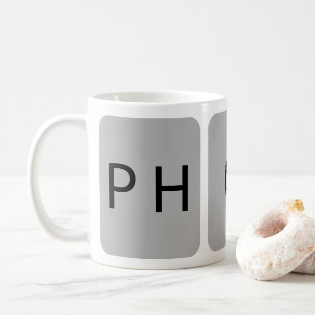 Customisable TRIPTYCH One photo for three windows Coffee Mug (With Donut)