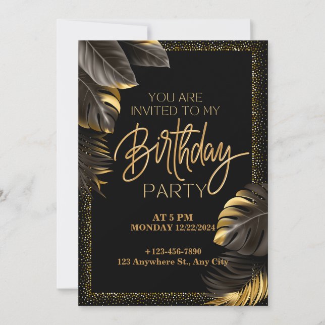 Customisable Tropical Birthday Party Invite (Front)