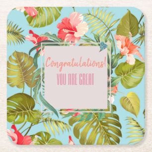 Customisable Tropical Event Square Paper Coaster