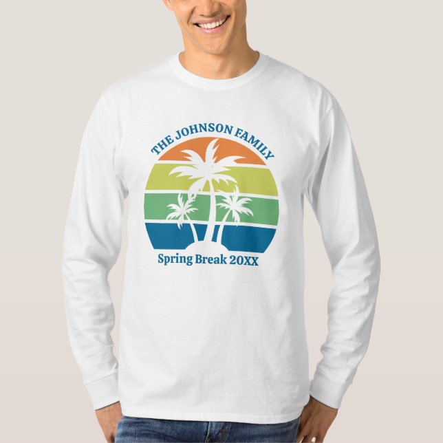 Customisable Tropical Island Palm Tree Long Sleeve T-Shirt (Front)