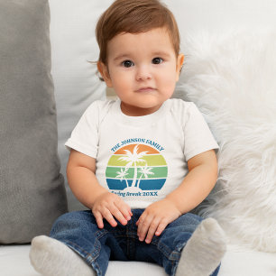 Customisable Tropical Island Palm Trees Cute Baby T-Shirt