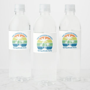 Customisable Tropical Island Palm Trees Party Water Bottle Label
