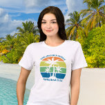 Customisable Tropical Island Palm Trees Women's Tri-Blend Shirt<br><div class="desc">These cool personalised tropical beach sunset women's t-shirts feature 3 palm trees silhouetted against an orange and blue sky accented with yellow and green at the coast. Customise for great family trip keepsake tees for your coastal getaway this spring break or summer or ocean cruise vacation.</div>