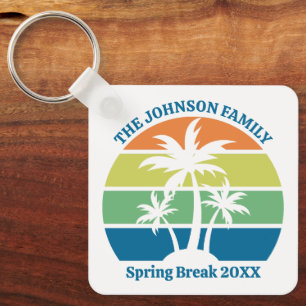 Customisable Tropical Island Trip Palm Trees Key Ring