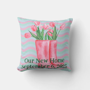 Customisable tulip and pink rainboots cushion