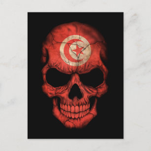 Customisable Tunisian Flag Skull Postcard