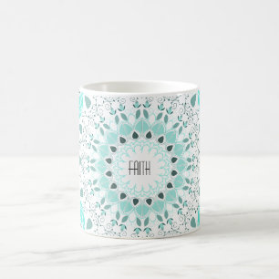 Customisable Turquoise Art Deco Mandala Mug
