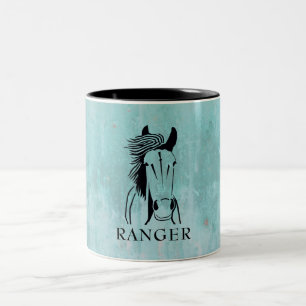 Customisable Turquoise Patina Artistic Horse Mug
