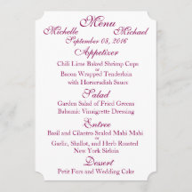 Customisable Two Sided WEDDING MENU