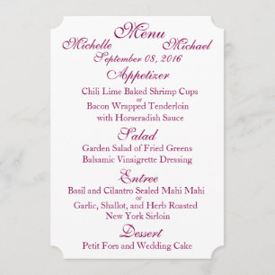 Customisable Two Sided WEDDING MENU