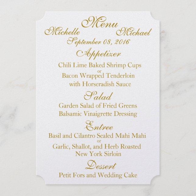 Customisable Two Sided WEDDING MENU (Front)