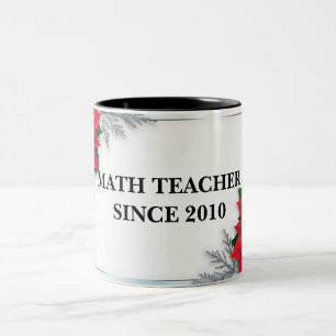 Customisable two tone floral math teacher mug