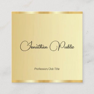 Customisable Typography Script Template Faux Gold Square Business Card