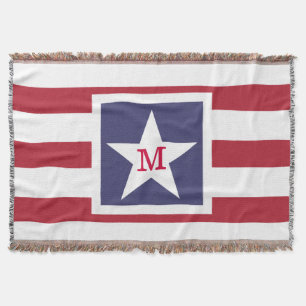 Customisable U.S.A. Flag Monogram Throw Blanket