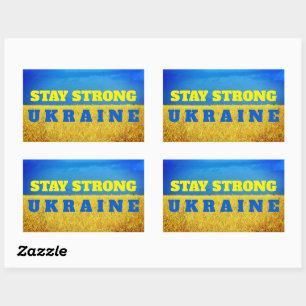 Customisable Ukraine blue sky yellow wheat field Rectangular Sticker